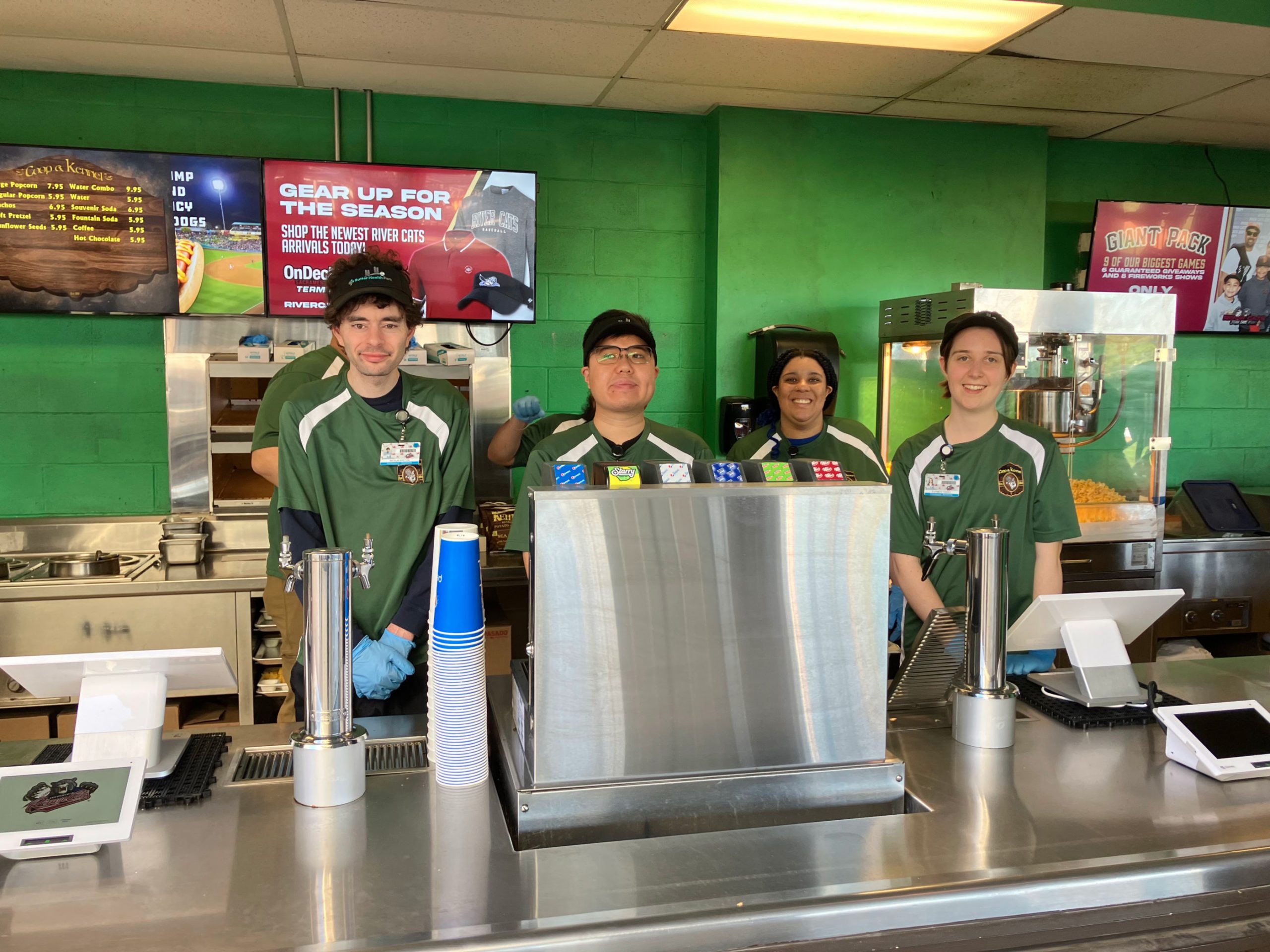 student interns at the Sacramento River Cats concession stand