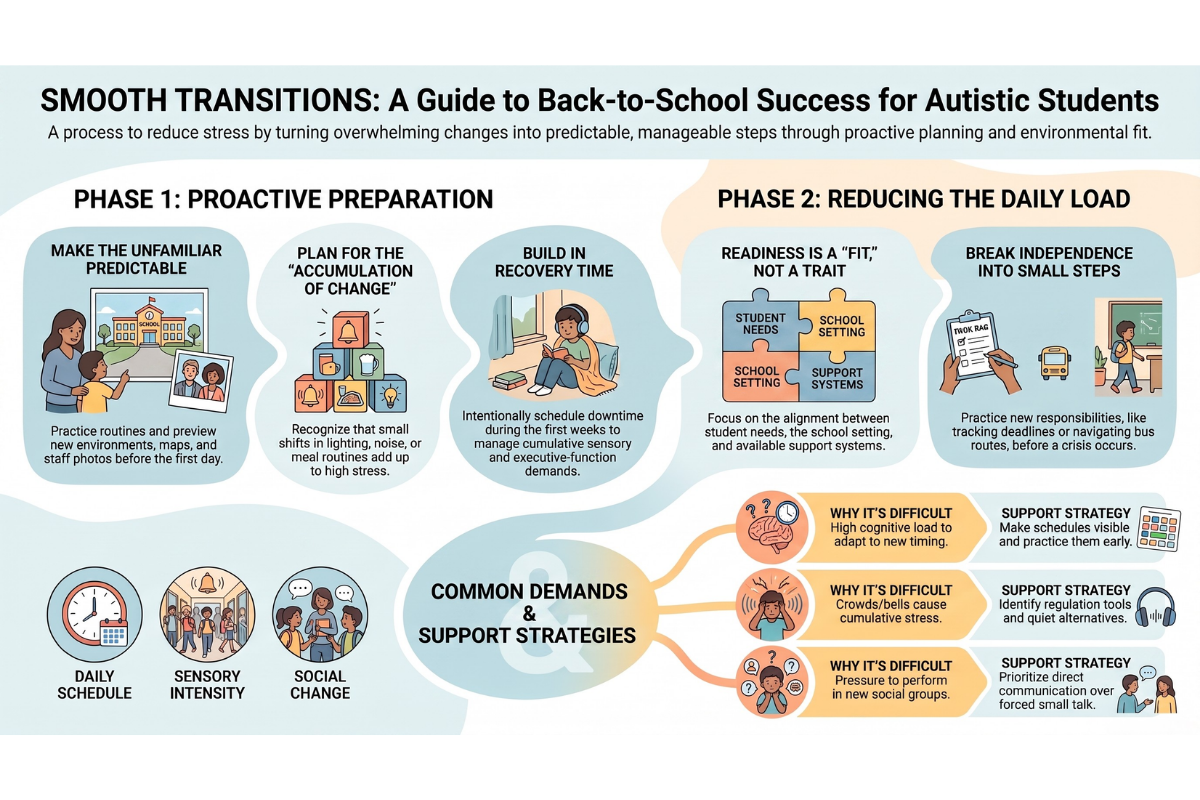infographic about back-to-school success for autistic students